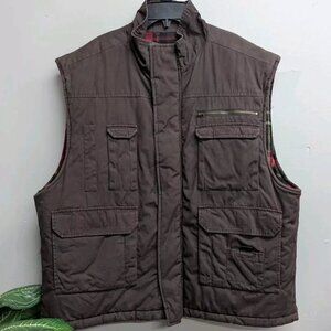 Austin Clothing Co brown quilted waistcoat with Buffalo check lining for men siz